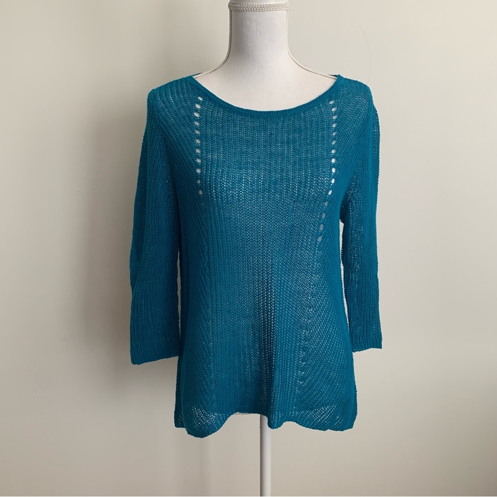 Eileen Fisher Teal Crew Neck Sweater